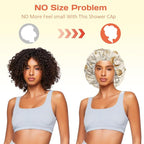 Shower Cap Reusable Double Layer Adjustable Elastic Waterproof EVA Hair Bath - Image 5