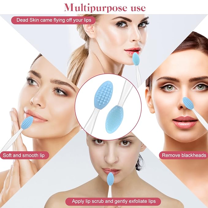 5 Pcs Lip Scrub Brush, Lip Scrubber Exfoliator, Double-Sided Silicone Lip Brush - Image 5