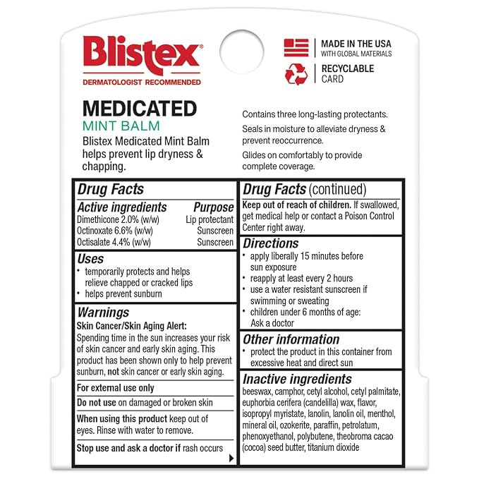 Blistex Medicated Mint Lip Balm, 0.15 Oz - Image 2