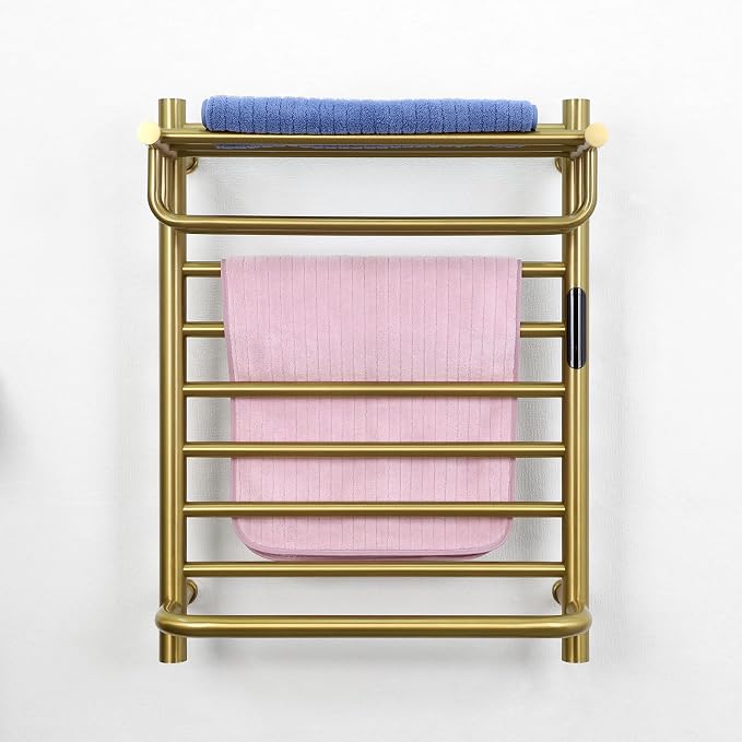 Gold Wall Mounted Heated Towel Rack, Timer & Temperature Control Electric Towel by MEIJIELUOHEATEDWARMERRACKS
