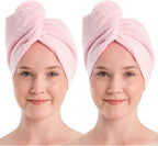 100% Turkish Cotton Hair Towel Wrap 2 Pack – Oeko-TEX Certified Quick Dry Turban by Seritaine