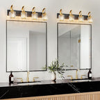 Modern Bathroom Vanity Light, 4-Light Black Gold Wall Sconce - Image 6