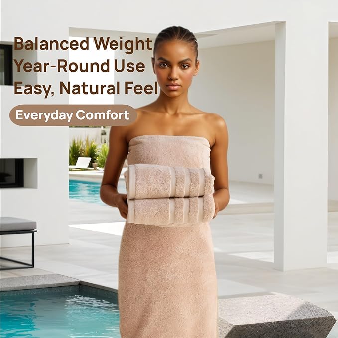 Bath Towels 2 Pack, 30 x 60 Inches, Large 100% Cotton Towels, Comfortable - Image 5