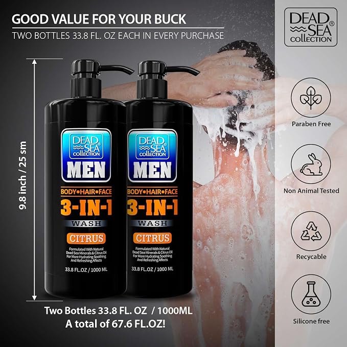 Dead Sea Collection Mens Body Wash 3 in 1 – Citrus Body Wash - Image 3