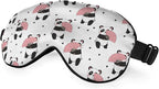 Cute Panda Bears Silk Eye Mask Sleep Mask Dandelion Pink Flower Cute Cartoon by Unknown