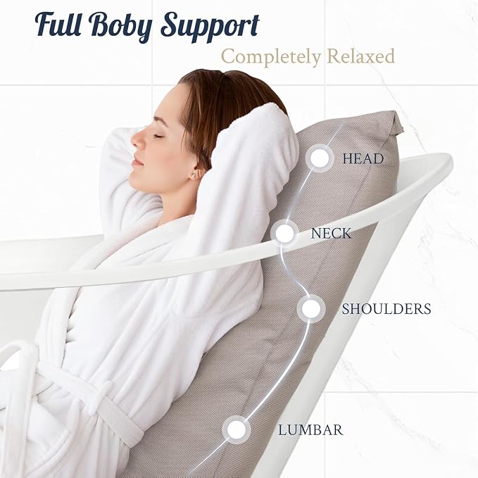 Luxury Bath Pillow for Bathtub, Soft & Comfortable Head Neck & Back Support - Image 2