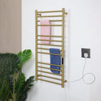 Gold Wall Mounted Heated Towel Rack, Timer & Temperature Control Electric Towel by MEIJIELUOHEATEDWARMERRACKS