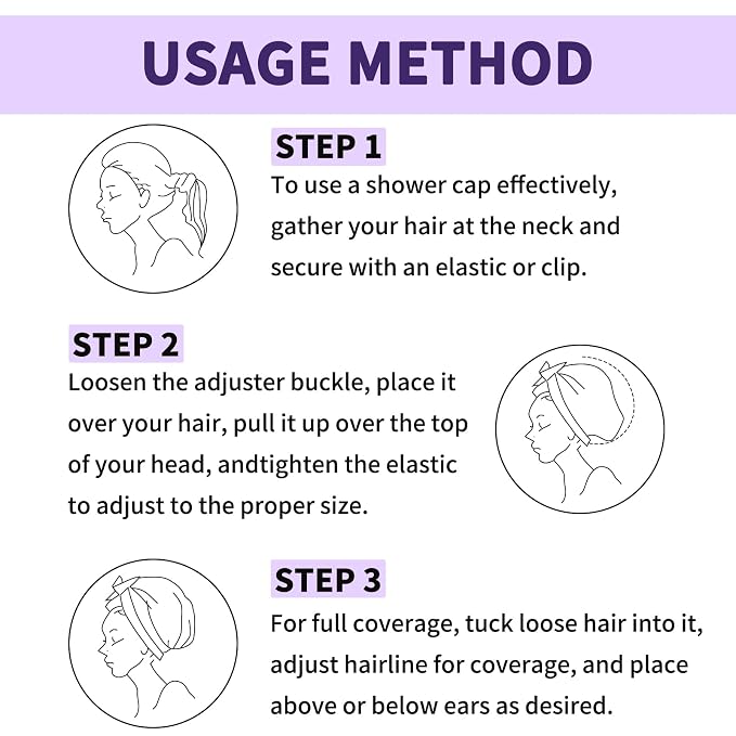 1 PCS Shower Cap, Double Layer & Adjustable Bathing Cap - Image 7