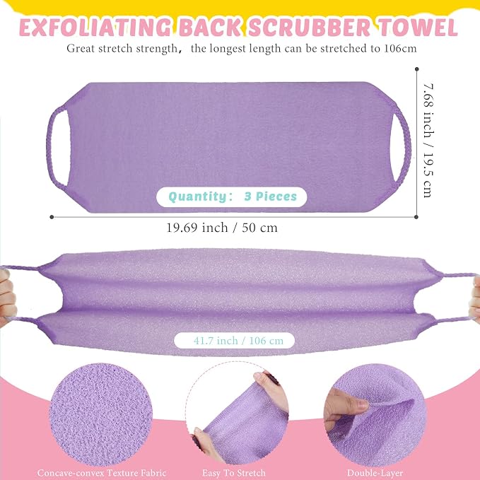 4 Pack Exfoliating Washcloth Back Scrubber Set, 2 Exfoliating Body Scrubber - Image 2
