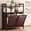 Homykic Tilt Out Laundry Hamper Cabinet, Bamboo Double Laundry Hamper by Homykic