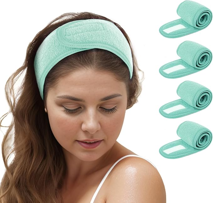 TopTie 4PCS Spa Facial Headband Skincare Makeup Head Wrap Adjustable Terry by TOPTIE