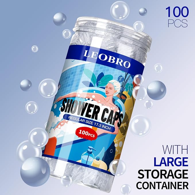 LEOBRO 100PCS Disposable Shower Caps, Shower Caps - Image 2