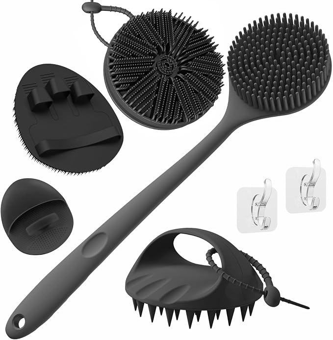 Manmihealth Silicone Back Scrubber & Soft Bath Glove, Silicone Scalp Massager by ManmiHealth