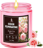 Fresh Cut Roses Odor Eliminating Candle, Romantic Floral Scent by DLDREAMYDEWLA