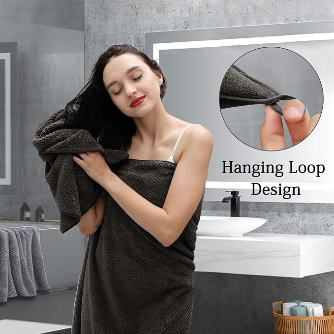 8-Piece Dark Coffee Bath Towels Set, 2 Oversized Large Bath Towels Sheet - Image 7