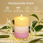 Sweet Scented Candles 3x4 Inch Pillar Candle Honeysuckle Scented Layered Yellow - Image 3