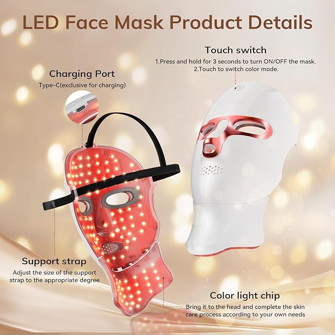 ONLUKY Red Light Therapy Mask for Face, Cordless LED Face Mask Light Therapy - Image 4