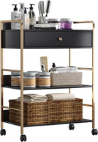 Salon Rolling Trolley with Lockable Wheels Barber Cart with Storage Drawer by Waktavel