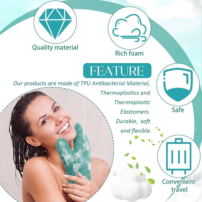 Karenhi 2 Pcs Honeycomb Exfoliating Glove Set Exfoliating Bath Mitt Honeycomb - Image 5