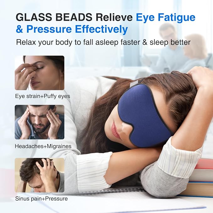 YFONG Weighted Sleep Mask, Women Men 3D Eye Mask Blocking Lights Sleeping Mask - Image 3