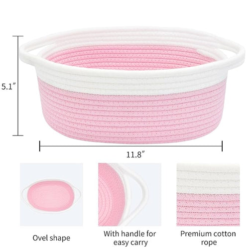 ABenkle Small Basket with Handles, Boho Decorative Rope Woven Dog Cat Toy - Image 2