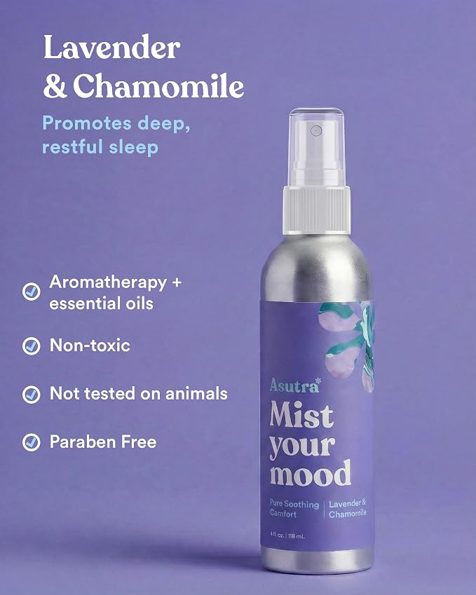 Asutra Lavender & Chamomile Multi-Use Natural Aromatherapy Room Spray, Calming - Image 2