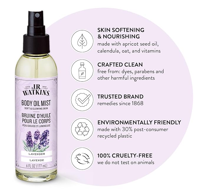 J.R. Watkins Naturally Hydrating Body Oil Mist, 6 fl oz, 2 Pack - Image 2