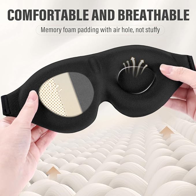 YIVIEW Sleep Mask for Side Sleeper, Complete Light Blocking 3D Sleeping Eye Mask - Image 5