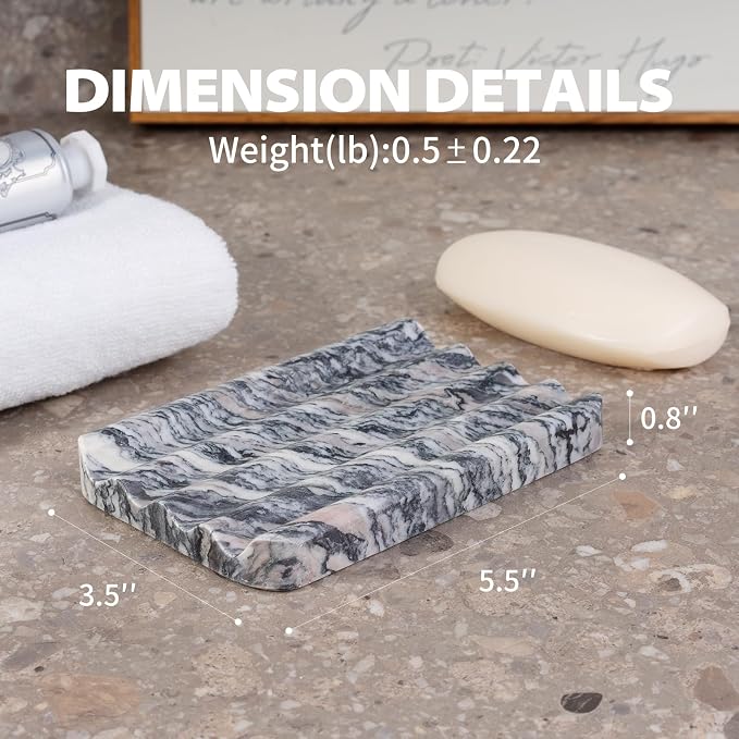 2 Pcs Soap Holder for Bathroom, Marble Soap Dish for Kitchen Countertop - Image 4