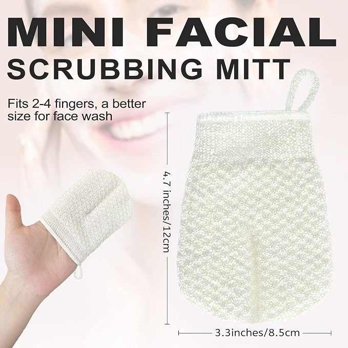 MIG4U 3 PCS Exfoliating Facial Scrubber Mitt, Face Cleanser Wash Mittens - Image 6