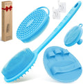 Silicone Back/Body/Face Scrubber & Soft Bath Glove Set 4PCS, Gentle Exfoliating by GEENOA