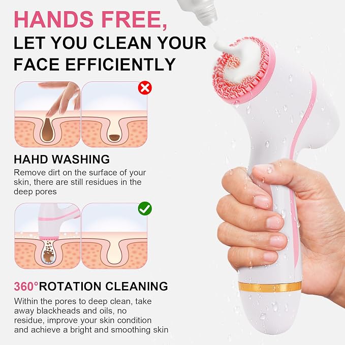 Facial Cleansing Brush, 3 in 1 Electric Face Scrubber - Image 7
