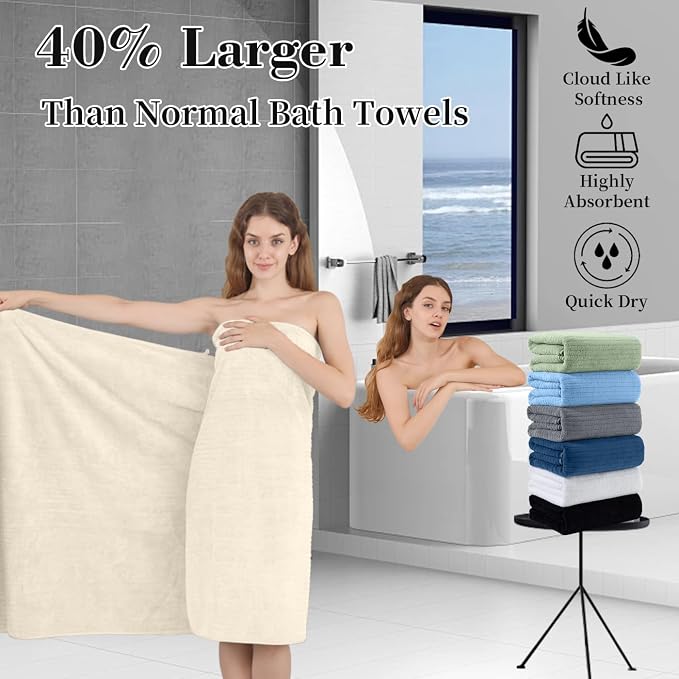 Extra Large Bath Sheet Set of 4, Ultra Soft Fluffy Towel, 35”x 70”Oversized - Image 7