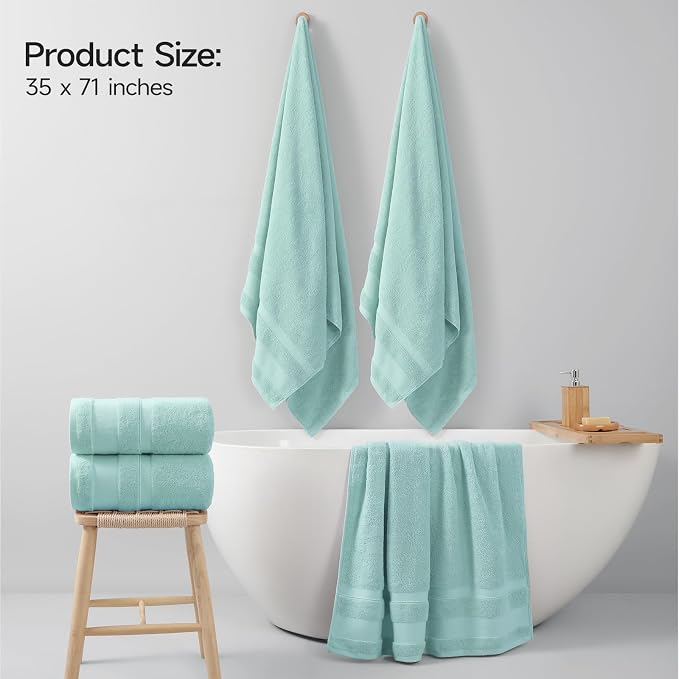 REDKISS 100% Cotton Bath Towels Set of 2, Extra Large Bath Sheets 35 X 70 Inches - Image 2