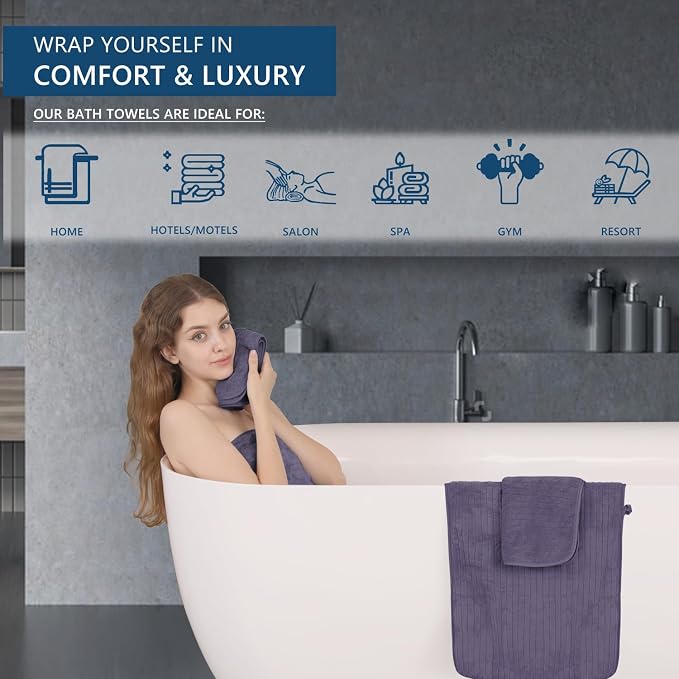 Extra Large Bath Sheet Set of 4, Ultra Soft Fluffy Towel, 35”x 70”Oversized - Image 6