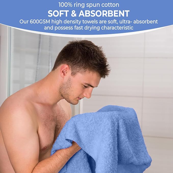KAHAF COLLECTION 6 Pack Bath Towels Set 100% Ring Spun Cotton, Lightweight - Image 5