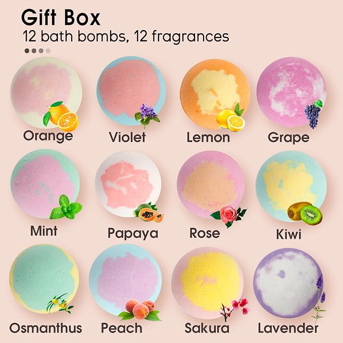 iHave Bath Bombs for Kids and Women, 12 Natural Handmade Bath Bomb Gift Set - Image 2