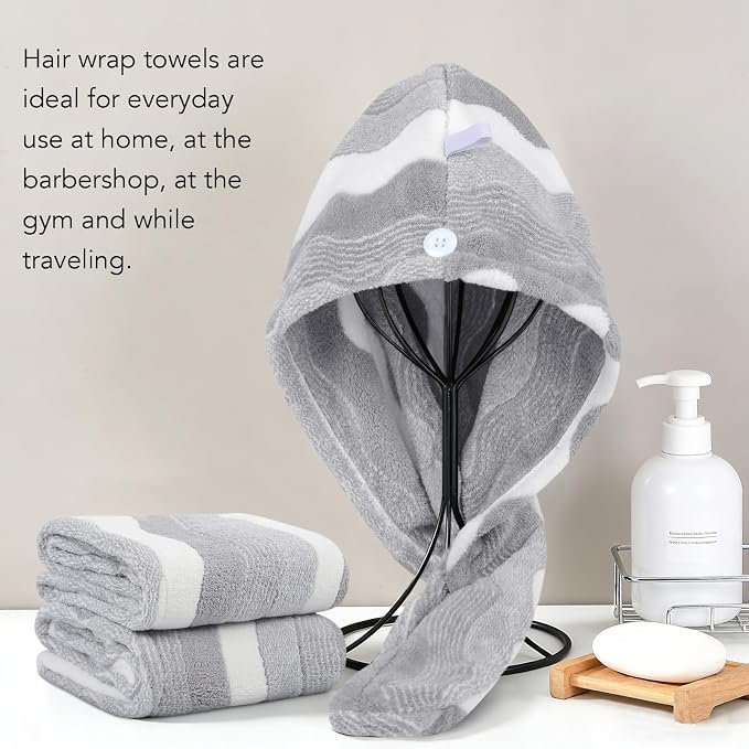 SINLAND Microfiber Hair Drying Cap Hair Towel Turban Twist - Image 5