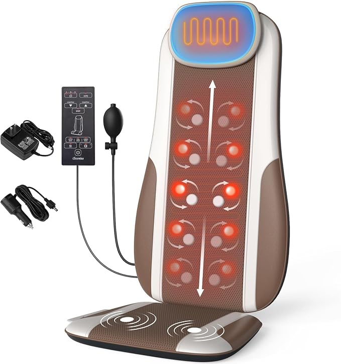 Shiatsu Back Massager with Heat, Massage Chair Pad Seat Cushion by COMRELAX