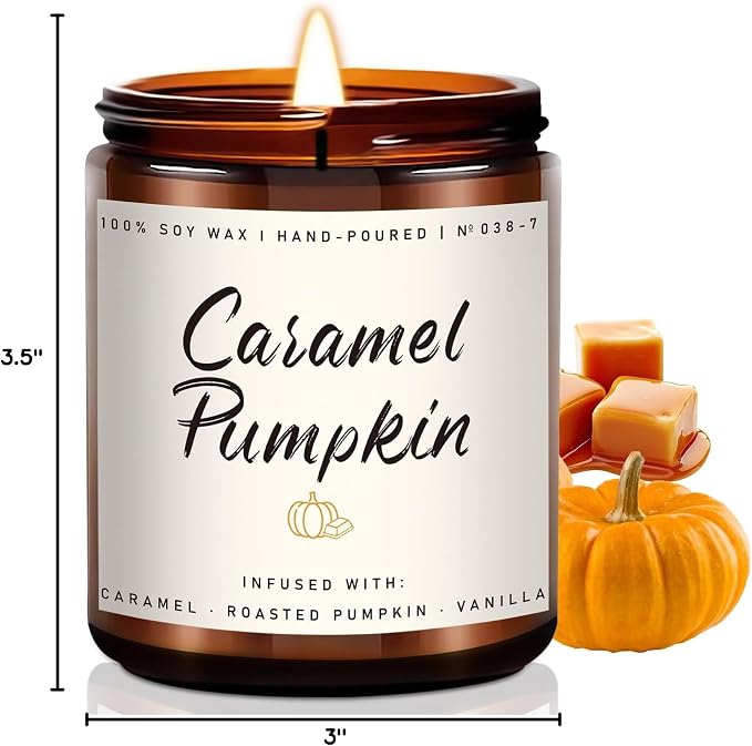 Auelife Fall Candle, Caramel Pumpkin Scented Candle – Fall Soy Candles - Image 8