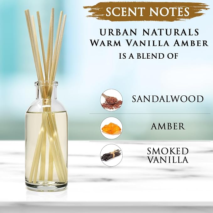 Urban Naturals Warm Vanilla Amber Reed Diffuser Gift Set | Creamy. Warm. - Image 8