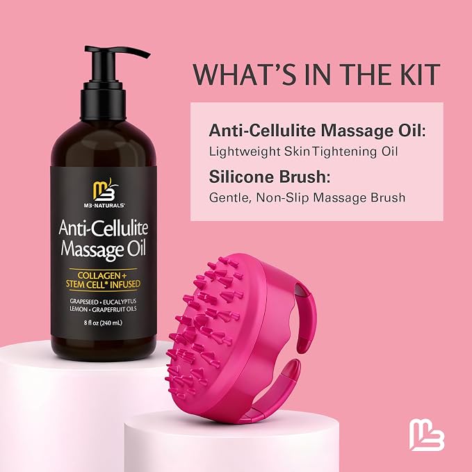Anti Cellulite Massage Oil and Silicone Body Brush – Collagen and Stem Cell - Image 6