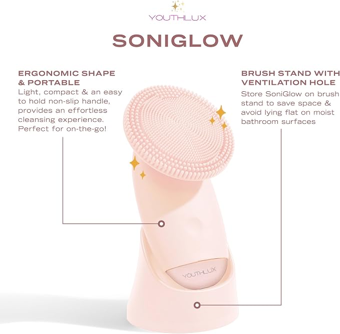 SoniGlow Silicone Face Scrubber/Facial Cleansing Brush – Electric Vibrating - Image 6