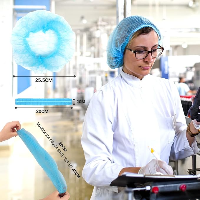 100 Pack 21" Disposable Nonwoven Bouffant Caps Hair Net - Image 2
