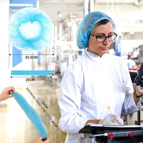100 Pack 21" Disposable Nonwoven Bouffant Caps Hair Net - Image 2