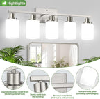 5-Light Brushed Nickel Bathroom Vanity Light - Image 3