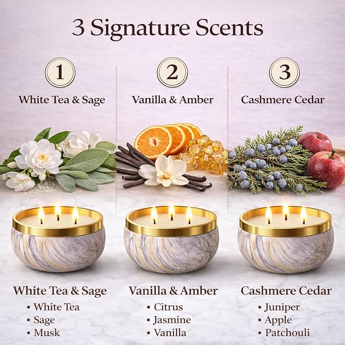 YMing 3-Wick Candle Gift Set, 3 Pack, 14 oz Each, Scented Candles - Image 2