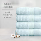 NY Loft 100% Cotton Bath Towels 4 Pack | Super Soft & Absorbent Quick-Dry Bath - Image 2
