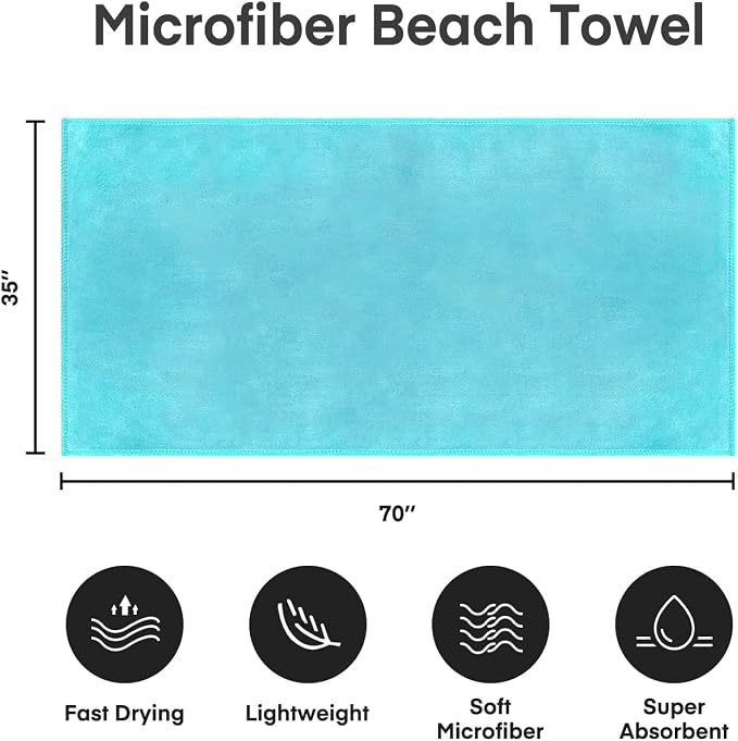 JML Large Microfiber Bath Sheet Towel, 2 Pack 35" x 70", Super Absorbent Fast - Image 2
