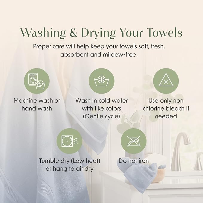 Springtree Home Luxury Bamboo Rayon Bath Towel Set of 4 | 35% Bamboo Rayon - Image 8